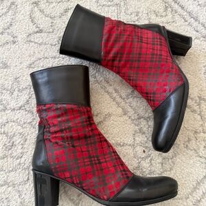 Unique Russian Red and Black Plaid Women's Boots